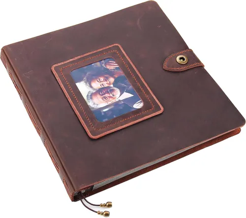Miniatura 13 de Álbum de fotos de cuero con páginas autoadhesivas, álbum de fotos de cuero a mano, álbum familiar de boda, capacidad para fotos de 3 x 5, 4 x 6, 5 x