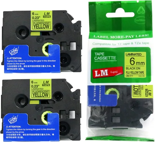 Miniatura 51 de Paquete de 1 unidad LM Tapes LMe511 Premium de 1/4 de pulgada con impresión negra en etiqueta azul compatible con Brother TZe-511 P-Touch, incluye