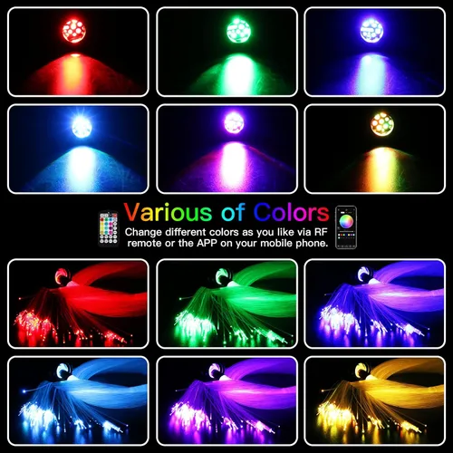 Miniatura 4 de AZIMOM 16W Twinkle & Activación por Sonido 500pcs*0.03in*9.8ft Kits de Luminarias de Fibra Óptica de Estrellas para Techo de Coche Hogar, Motor