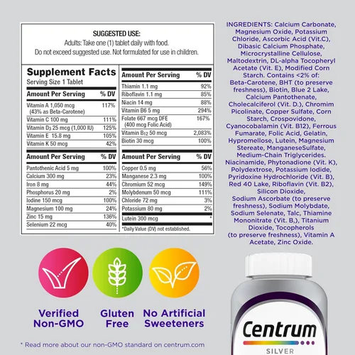 Miniatura 9 de Centrum Silver - Multivitamínico para mujeres 50 Plus, suplemento multivitamínico/multimineral con vitamina D3, vitaminas B, ingredientes sin OMG