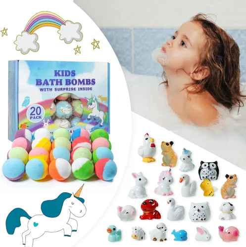 Miniatura 3 de Set de regalo de bomba de baño con juguetes en el interior, paquete de 20 bombas de baño orgánicas para niños, bolas gaseosas hechas a mano seguras