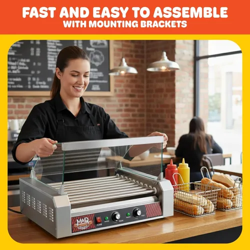 Miniatura 4 de Great Northern Popcorn - Cubierta de rodillo de vidrio templado para máquina de perritos calientes de 9 rodillos, protector para parrilla eléctrica
