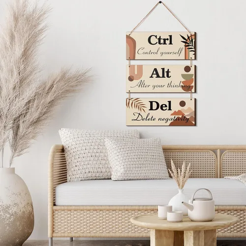 Miniatura 7 de Lewtemi Decoración de pared bohemia para oficina, letreros inspiradores de verano, de madera rústica, decoración de Alt Del con dicho colgante