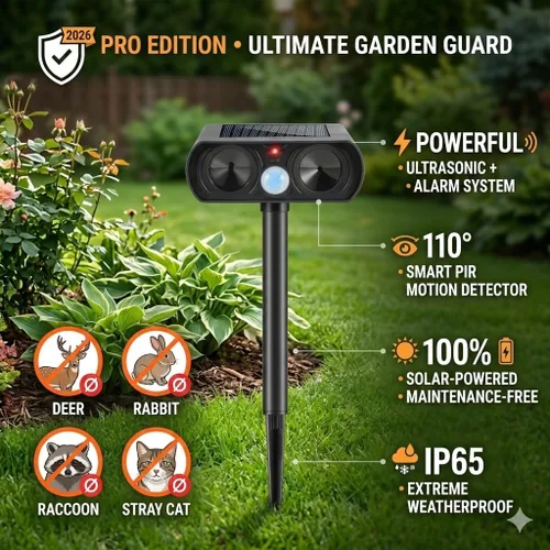 Miniatura 4 de Paquete de 4 repelentes ultrasónicos para gatos al aire libre para mantener a los gatos alejados, repelente solar ultrasónico de animales al aire