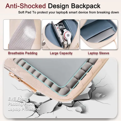 Miniatura 5 de Weitars Mochila de almuerzo para mujer, mochilas para laptop de 15.6 pulgadas, mochila de viaje para mujeres, mochila de trabajo, mochila