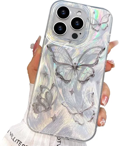 Miniatura 7 de I-MGAE-IN-AR Funda compacta para iPhone 11, diseño de mariposa, marco de protección de lente de cámara con diamante 3D, bonitas fundas protectoras