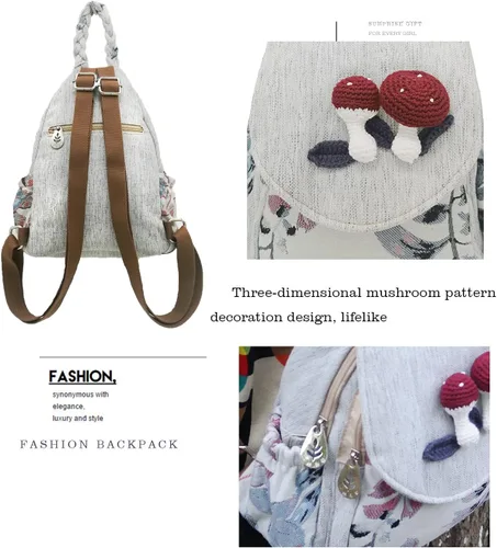 Miniatura 36 de HUANGGUOSHU Mochila de algodón tejida de algodón bohemio con bordado de lona estilo bohemio con múltiples bolsillos retro linda mochila cartera