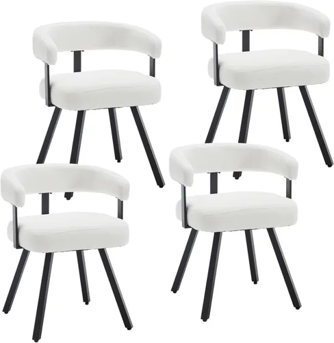 Miniatura 20 de DUOMAY Juego de 2 sillas de comedor de piel sintética, sillas de cocina curvadas con respaldo abierto con patas de metal, modernas sillas laterales