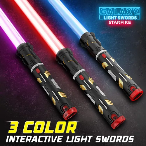 Miniatura 2 de USA Toyz Crossbeam Galaxy - Espada iluminada para niños o adultos, juego de espadas de doble luz 2 en 1 con sonido FX, 6 LED que cambian