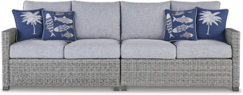 Miniatura 12 de Signature Design by Ashley Naples Beach - Banco casual para exteriores con cojín, tela resistente a la intemperie, gris claro y azul