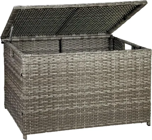 Baúl de almacenamiento de mimbre, 30 x 17 x 18 pulgadas, 160 L, baúl de mimbre tejido a mano con tapa que se mantiene abierta, soporta 200 libras,