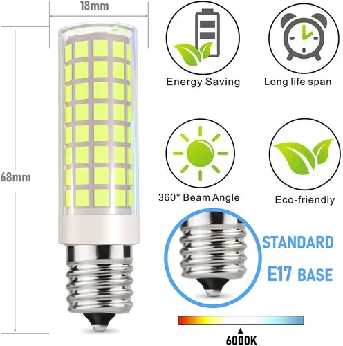 Miniatura 2 de Luz para horno de microondas, bombilla LED E17, base T7, 8 W (equivalente a halógeno de 80 W) sobre encimera, hornos de microondas de 120 V, pieza