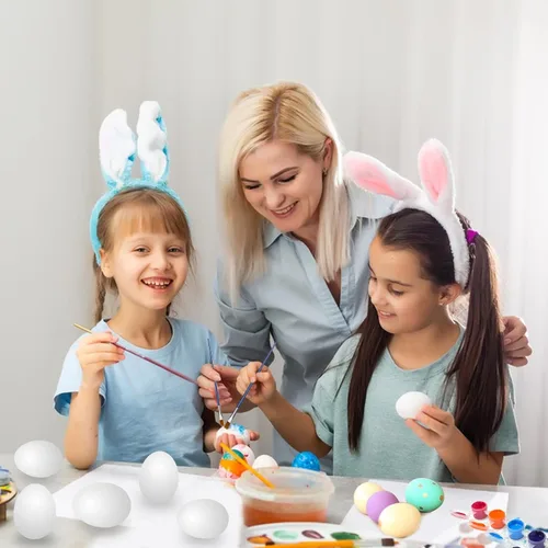 Miniatura 5 de 10 unidades de huevos falsos de madera, huevos de Pascua blancos de madera, juego de cocina de manualidades, juego de alimentos de simulación