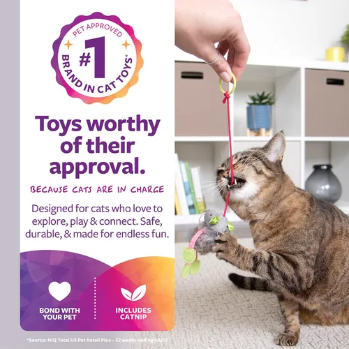 Miniatura 2 de SmartyKat Juguetes de peluche para gatos con forma de ratón hinchable, 3 unidades, multicolor, 3