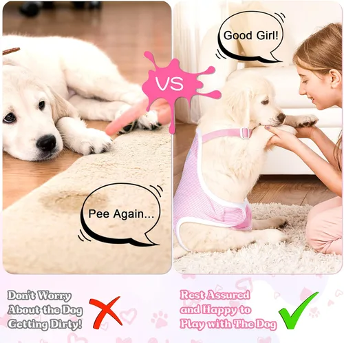 Miniatura 2 de Nuanchu 3 piezas de pañales sanitarios para perros hembras con tirantes ajustables, pañales lavables y reutilizables para perros pequeños, medianos