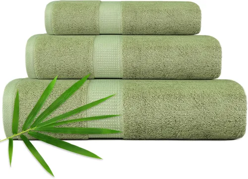 Juego de toallas de baño de 3 piezas para cara y cuerpo, piel sensible, juego de toallas de lujo verde pino para adultos, estudiantes, niños y