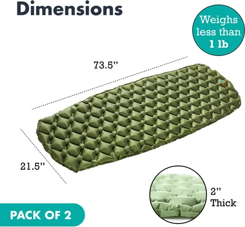 Miniatura 3 de Sleepingo Colchoneta de dormir ultraligera - Colchón inflable y compacto de aire de camping para mochileros, senderismo - Nuevo Verde