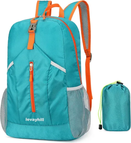 levayhill Mochila de senderismo plegable de 25 L, ligera, plegable, básica, plegable, resistente al agua, para viajes, hombres y mujeres, camping,