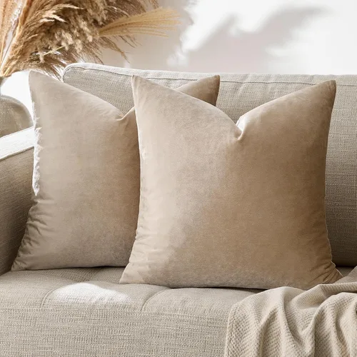 Miniatura 6 de Fundas de almohada GIGIZAZA decorativas de 20 x 20 pulgadas, juego de 2 fundas de almohada color taupe cuadradas para sofá, fundas de almohada Gris