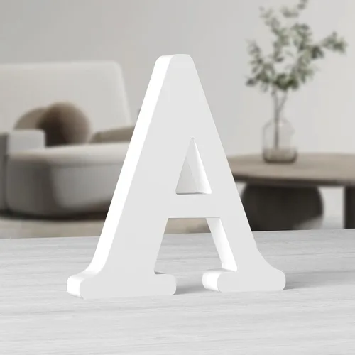 Miniatura 9 de AOCEAN Letras de madera grandes blancas de 10 pulgadas, letras de madera sin terminar para decoración de pared, letras decorativas de pie