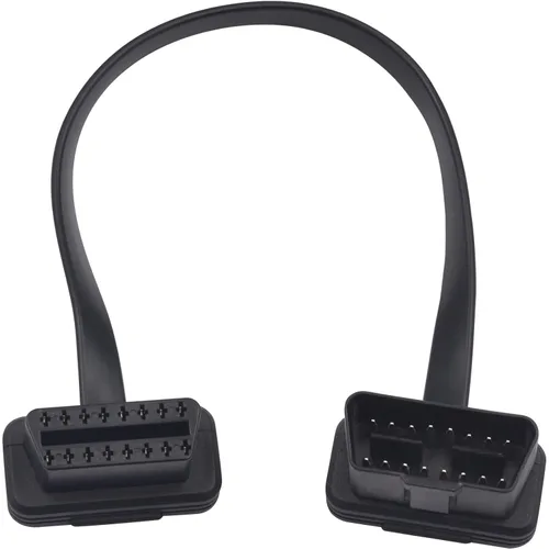 Duttek Cable de extensión OBD2 plano delgado de 1 pie/11.8 in, 16 pines macho a hembra OBD II extensor de puerto para escáner de diagnóstico, lector