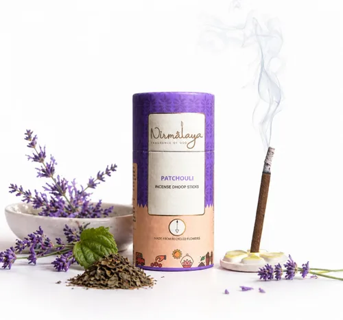 Miniatura 2 de Nirmalaya Paquete de 2 palitos de lavanda de alta calidad, 6.35 oz, varillas de incienso sin carbón, hechas de flores recicladas, de larga duración