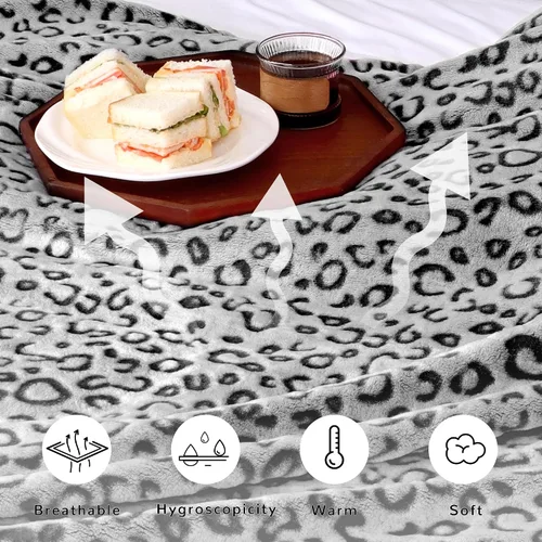 Miniatura 7 de MIBOI - Manta individual negra de forro polar suave, manta cálida para cama individual, mantas de lana para hombres y mujeres Leopardo negro