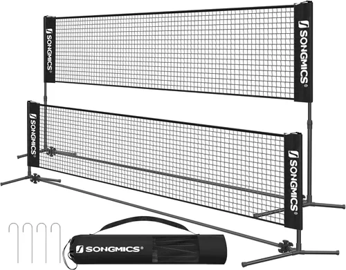 SONGMICS - Red de bádminton ajustable en altura, red de voleibol, red de pickleball para tenis junior, niños, cancha interior y exterior, red Negro