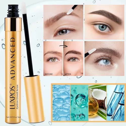 Miniatura 4 de LUXROS Suero avanzado de crecimiento para cejas gruesas y pobladas - Fabricado en EE. UU., vea los resultados en 4-8 semanas (5 ml)