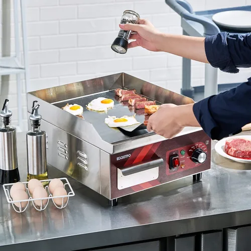 Miniatura 3 de EGGKITPO Plancha Eléctrica de 14 Pulgadas, Parrilla Antiadherente de Superficie Plana, Planchas Eléctricas Comerciales de Mostrador de Acero