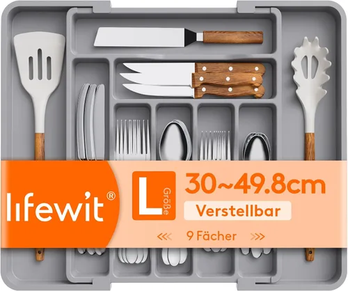 Miniatura 20 de Lifewit Organizador de Cajón para Cubiertos, Organizador Expandible de Utensilios para Cajones de Cocina, Bandeja Ajustable para Cubiertos y Menaje