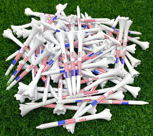 Miniatura 6 de NorthPointe USA American Flag 3 ¼” Plastic Golf Tees - 100 Patriotic Golf Tees Plastic in Bulk
