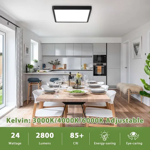 Miniatura 4 de Lámpara de techo LED empotrada de 12 pulgadas, 24 W, 3000 K/4000 K/6000 K, luz de techo LED ajustable, 2800 lm para dormitorio, cocina, pasillo