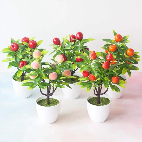 Miniatura 2 de Decoración de escritorio, árbol frutal artificial en maceta, planta falsa decorativa para oficina, decoración del hogar, accesorios de fotografía