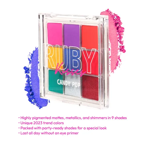 Miniatura 3 de Ruby Kisses Paleta de sombras de ojos altamente pigmentado maquillaje de ojos 9 tonos mate brillante paleta de sombra de ojos metálica, maquillaje