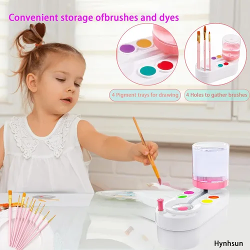 Miniatura 3 de Limpiador de pinceles de pintura mejorado 2025, taza de enjuague, circulación de agua, acuarela/aceite y herramienta de limpieza de pinceles de Rosa