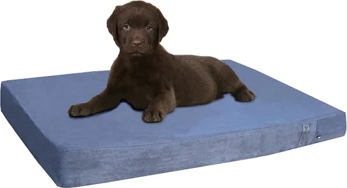 Dogbed4less Cama ortopédica pequeña y mediana de espuma viscoelástica de gel para mascotas, forro impermeable con cubierta de microgamuza gris y