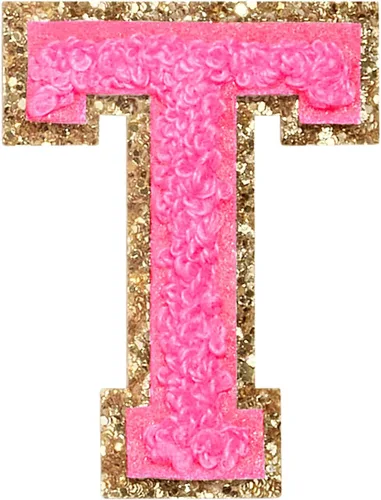 Miniatura 20 de Parches de letras de felpilla para planchar con purpurina, parches bordados con borde dorado, parches para coser en ropa, sombrero, camisa, bolsa