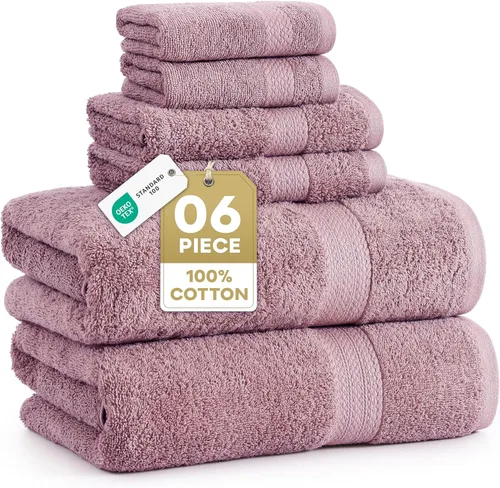 Miniatura 12 de LANE LINEN Juego de 6 toallas turcas de 100 % algodón para baño, súper suaves, de secado rápido y altamente absorbentes, 2 toallas de baño, 2 paños