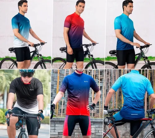 Miniatura 4 de ROTTO Camiseta de ciclismo para hombre, camiseta de manga corta, color degradado