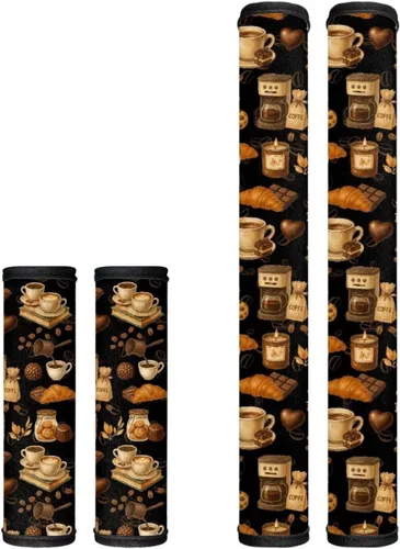 Miniatura 27 de Juego de 4 fundas protectoras de repuesto para manija de puerta de refrigerador con temática de té de la tarde para microondas, horno, refrigerador