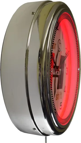 Miniatura 3 de Hurst Floor Shift - Reloj de pared con luz de neón nostálgico para decoración de garaje (16 pulgadas, rojo)