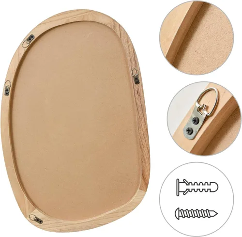 Miniatura 3 de sawsile Espejo de pared irregular, de madera natural, asimétrico, de 20 x 30 pulgadas, moderno espejo orgánico para baño, dormitorio, sala de estar