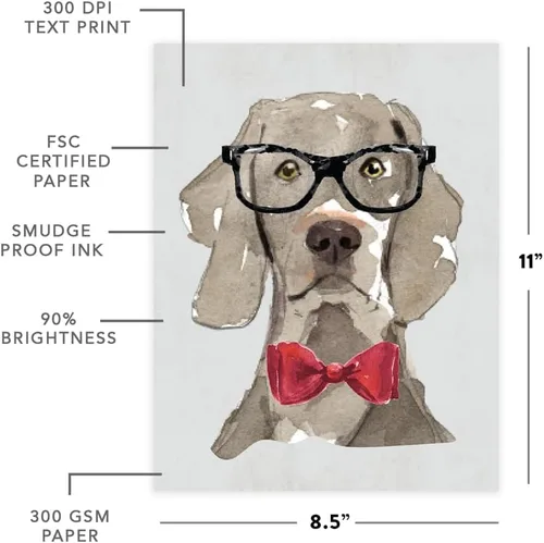 Miniatura 146 de Andaz Press Póster impreso para pared de perro, 8.5 x 11 pulgadas, Bulldog inglés con gafas negras, 1 paquete, regalo de cumpleaños de Navidad, sin
