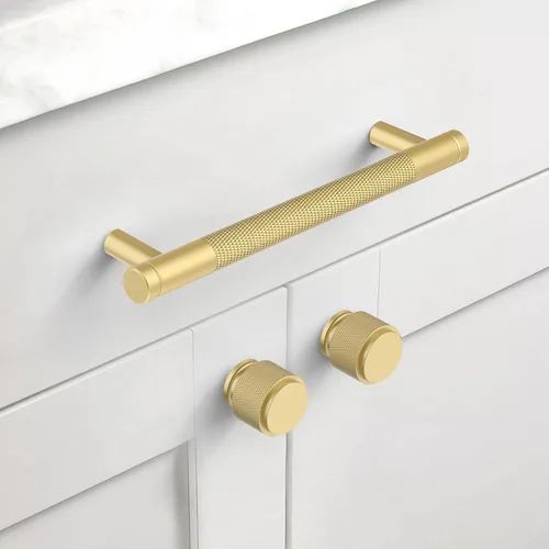 Miniatura 2 de Paquete de 10 tiradores de gabinete de cocina color oro cepillado de 5 pulgadas (128mm), manijas estriadas para cajones, accesorios para armarios