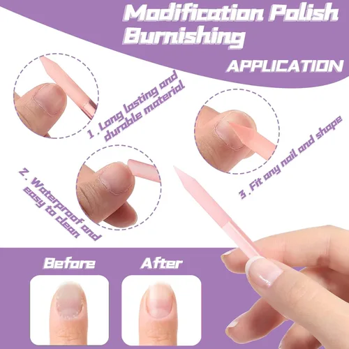 Miniatura 3 de 4 empujadores de cutículas de vidrio, palito de manicura de doble extremo, lima de vidrio para cutículas de cristal, removedor de cutículas