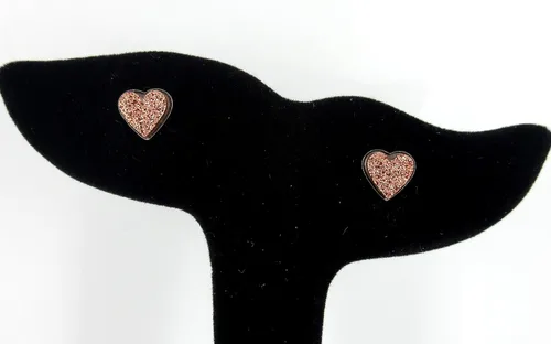 Miniatura 58 de Pendientes de botón de corazón acrílico con purpurina de acero inoxidable de 0.315 in