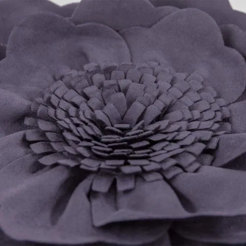 Miniatura 4 de JWH Funda de Almohada con Flores en Relieve Decorativa Floral Cojín Redondo Hecho a Mano para Casa Cama Sofá, 14 Pulgadas, Gris Morado
