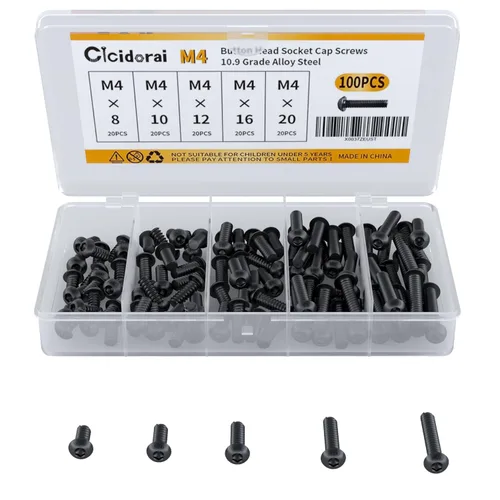 Miniatura 7 de Tornillos de cabeza de botón M3 x 0.315 in, 0.394 in, 0.472 in, 0.630 in, 0.787 in, cabeza de botón, acero de aleación de grado 10.9, unidad