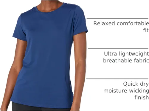Miniatura 47 de Amazon Essentials Camiseta de manga corta con cuello redondo para mujer, de secado rápido, para entrenamiento, gimnasio, paquete múltiple